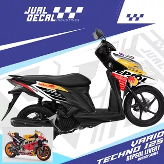 Stiker vario 125 Lama 2012 – 2013 - 2014 REPSOL Livery Stiker variasi motor VARIO TECHNO 125 Striping variasi Vario Techno 125 PGM FI Motogp Series