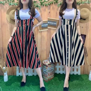 OVERALL MOCCA STRIPE RUFFLE FREE INNER 1011