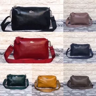 TAS SELEMPANG LACOSTE SLING KULIT TOGO JERUK #26F