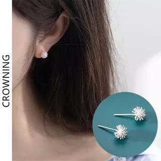 S925 silver art fresh dandelion cute flower daisy shape mini earrings A634