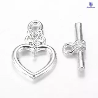 Beadthoven 20set Alloy Toggle Clasps Lead Free and Cadmium Free & Nickel Free Silver Color Plated Size: Heart: 20mm long 13mm wide 3.5mm thick hole: 2mm Bar: 16.5mm long 7.5mm wide 4mm thick hole: 2mm