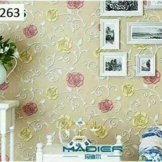 WALLPAPER STICKER DINDING BUNGA KUNING 10M X 45CM