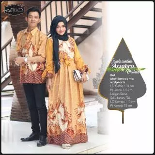 Batik Sarimbit Gamis Muslim Eksklusif Long Dress Couple Batik Azzahra Seragam Lebaran