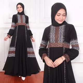 RINA BUSANA - Gamis Abaya Lebaran 2022 Hitam Terbaru - Gamis Abaya Turkey Terbaru - Abaya Turky Terbaru -Abaya Hitam Bordir Mewah - Baju Abaya Hitam Arab - Gamis Abaya Dubai - Abaya Wanita