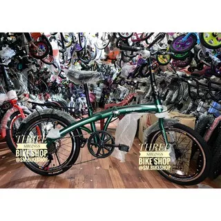 SEPEDA LIPAT EVERGREEN 20 inch DOUBLE DISC 7 SPEED Warna Hijau