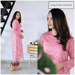 Setelan kebaya brukat LONG tunik modern kebaya terbaru kebaya wisuda setelan kebaya warna dusty pink