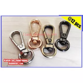 AKSESORIS TAS FASHION WANITA KAITAN TALI TAS TEBAL IMPOR PREMIUM UKURAN 1 CM  WARNA SILVER, BLACK NIKEL, ATG POLES BAKAR & LIGHT GOLD (@12 PCS) KAITAN KEW KEW UNTUK GANTUNGAN TALI TAS SELEMPANG WANITA, TAS BAHU WANITA, TAS RAJUT WANITA, TAS RANSEL WANITA