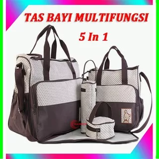 1 Set Tas Perlengkapan Bayi 5IN-1 Tas Baby Diaper Bag Travel Tas Multifungsi Storage Bag Organizer