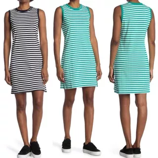 Calvin klein logo neck striped T-shirt dress