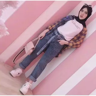 POKI GESKA JEANS // CELANA BOYFRIEND SAKU DEPAN free belt