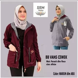 Jaket Parka Cewek Bolak Balik Dari Bahan Parasut Despo Dan Flecee