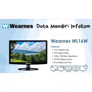 Wearnes WL16W 16 Inch - 1366x768 60Hz D-sub Monitor with Led Backlit