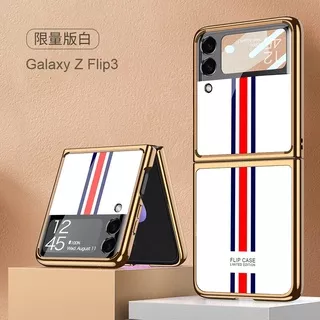 Case Samsung Galaxy Z Flip 3 5G 2021 Hardcase GKK ORIGINAL Marble WHITE 3 LINES Pattern Cover Case