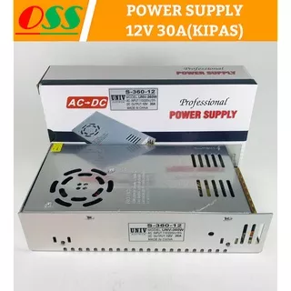 POWER  SUPPLY 12V 30A / PSU 12V 30A SMPS TRAFO SWITCHING POWER + KIPAS FAN