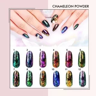 Chameleon powder glitter nail art bunglon galaxy nails powder
