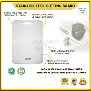 Talenan Premium Anti Bakteri dan Jamur Talenan Dapur Sayur Buah | Stainless Steel Cutting Board