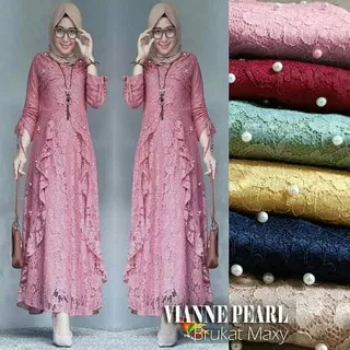 Gendis Hijabs Vionna Dress Baju Long Dress Wanita Muslim Ter KN902 Viane Brukat Dusty Maxi Dres B