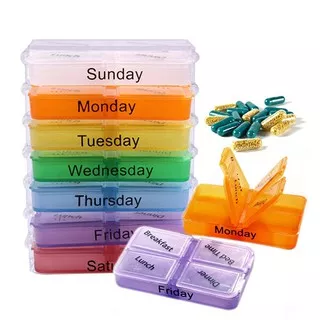 kotak tempat obat 7 days pill case box 7 day medicine grid box 7days one week kotak sekat 1 minggu