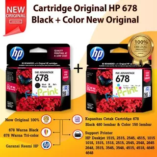 Tinta Printer Cartridge HP 678 Color Black CZ108AA Print HP Deskjet 1515 2515 2545 4515