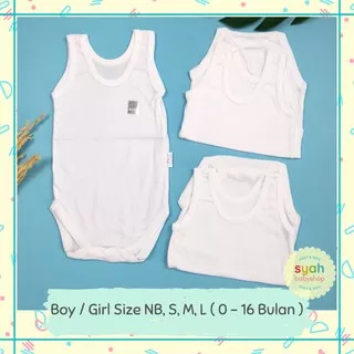 3PCS (NB-L) SINGLET JUMPER PUTIH BAJU KAOS SINGLET DALAM KUTANG PUTIH ANAK BAYI LAKI LAKI PEREMPUAN CEWEK BARU LAHIR BABY BOY GIRL NEWBORN NEW BORN 0 3 6 12 BULAN 1 2 TAHUN SIZE S M L BISA BELI 1 LUSIN LUSINAN POLOS LEMBUT SNI LITTLE Q