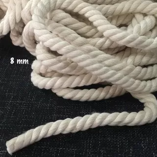 Tali Tambang Katun 8mm Twist 8 mm Tali Tas Bulat Cotton Rope 1 Meter