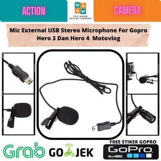 Mic External USB Stereo Microphone For Gopro Hero 3 Dan Hero 4 Gopro 3/4 Hero3 Hero4 Motovlog