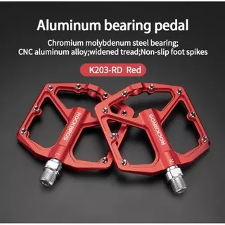 ROCKBROS K203 Red Sepeda Pedal CNC Alloy MTB Bike Bicycle Bearing Pedals Cycling 5.002.0183 K203-RD