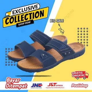 Sandal Pria Casual Kulit Asli Original Sendal Fladeo Cowok Slop Dewasa Kasual Kekinian Keren