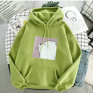 Sweater Wanita CUTE PANDA Beludru Panas Musim Gugur Berkerudung Dingin Remaja Memakai