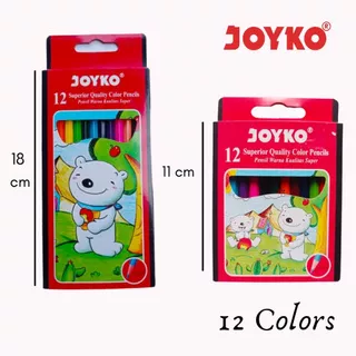 Pensil Warna Color Pencil Mewarnai Menggambar Joyko Original Asli Isi 12 Panjang Pendek Anak Kecil