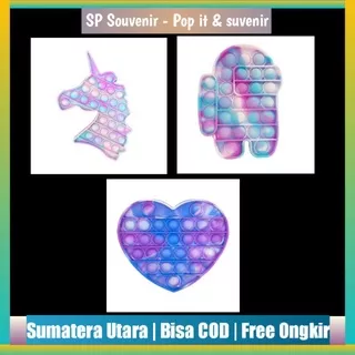 POP IT UNICORN ASTRONOT LOVE SQUARE SUGUS | Pop It Warna Sugus Unicorn, Astronot, Hati, Kotak