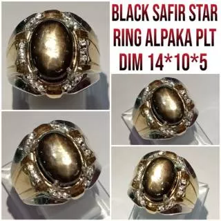 Cincin permata batu black safir star asli natural ring alpaka PLT / cincin pria batu shappire