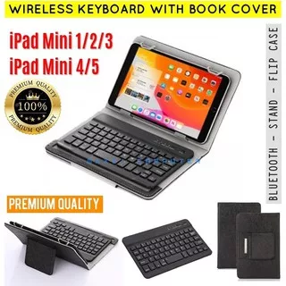 iPad Mini 1 2 3 4 5 Wireless Bluetooth Blutooth Keyboard Kibord Keybord Book Cover Flip Case Casing