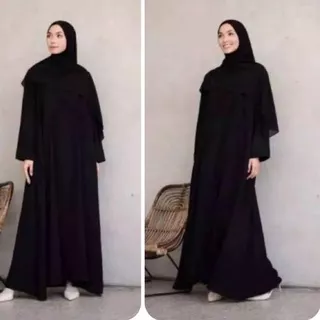 New - Gamis Abaya Polos Hitam Saudi Alkhatib Collection Busui Simple Ter ,,