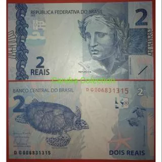 Uang asing kertas 2 reais brasil
