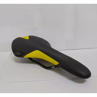 Sadel / Saddle Sepeda KTM Black Yellow Alloy Rail
