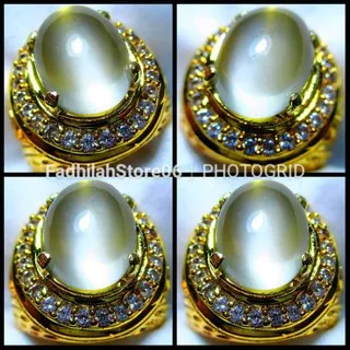 NATURAL MOONSTONE CAT EYE OVAL CRYSTAL SIAP PAKAI