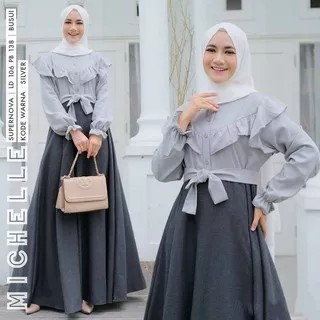 Michelle Dress / Fashion Muslim / Casual / Baju Wanita Murah / Terbaru 2021 / Elly Fashion