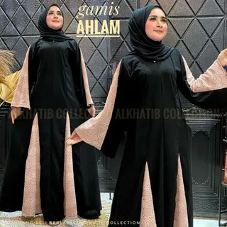 Alkhatib Collection Gamis Hitam Ahlam Abaya Bahan Jetblack Saudi Busui Fashion Muslim