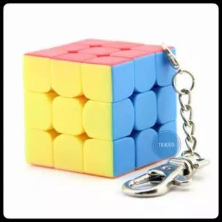 Rubik 3x3 Mini 35mm Key Chain Merk Moyu - Rubik 3x3 Gantungan Kunci