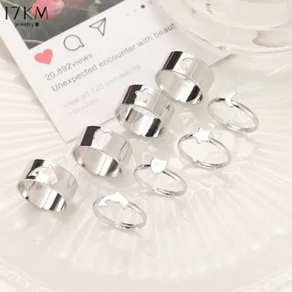 17KM 2pcs/set Korean Butterfly Finger Rings Fashion Star Moon Couple Ring Woman Jewelry Accessories