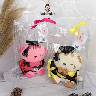 Boneka Wisuda Kucing 20CM Mika Bag | Hadiah Wisuda Murah Boneka Wisuda Surabaya Boneka Wisuda Gresik