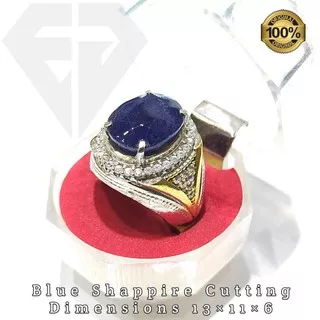 Cincin permata batu blue safir cutting asli natural & cincin berlian &cincin pria & ring stuncasting