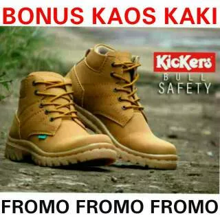 Sepatu Boots Safety Kulit Pria Kerja Kickers Nike Zipper Tali Bagus Murah Outdoor Keren Gaya Biker