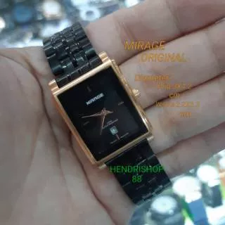 Jam Tangan Mirage Original Hitam Rosegold Tanggal Aktif || Jam Tangan Mirage Couple/Pasangan