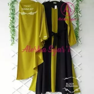 Gamis Yumna Set hijab//Gamis Syar`i Wanita Terbaru//M/L/XL