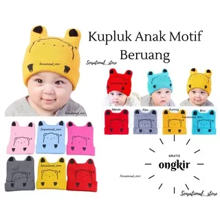 Topi Kupluk Bayi Rajut Motif Beruang Kupluk Anak Bear Kupluk Anak Bahan Rajut Tebal