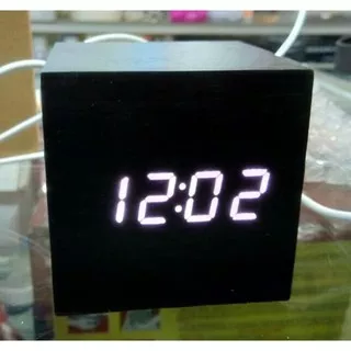 Jam Waker Weker Kayu Alarm / LED Digital Wood Clock Jam Meja Kayu