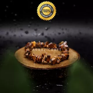 Gelang Tangan Batu Rough Pria Wanita Tiger Eye Asli Original Ekslusif Nyaman Dipakai