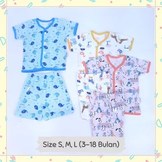 3 STEL (SML MOTIF) SETELAN STELAN SET PAKAIAN BAJU BAYI LAKI LAKI LENGAN PENDEK KANCING DEPAN CELANA PENDEK ANAK BAYI BABY LAKI LAKI BABY BOY COWOK 0 3 6 12 BULAN 1 TAHUN SIZE S M L MURAH MOTIF LUCU SNI PAKET SET HEMAT BAJU BAYI LAKI LAKI NEWBORN